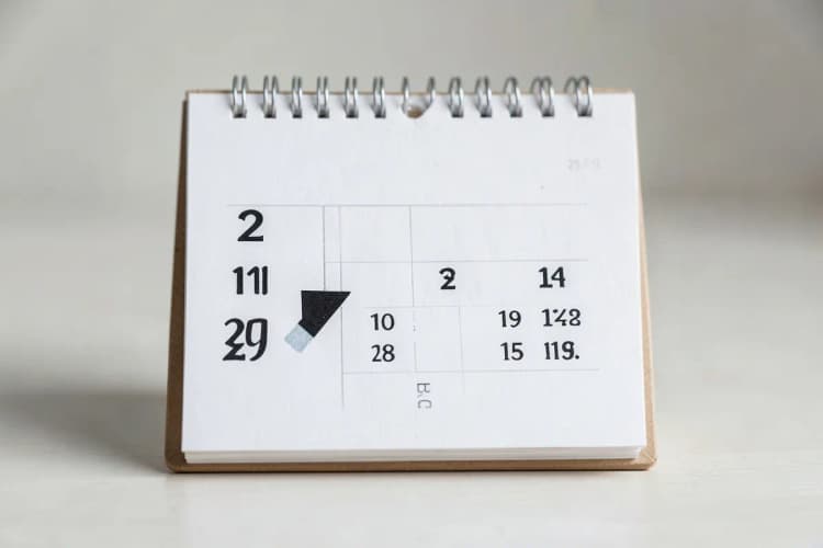 Um calendário com uma data marcada e uma seta apontando para o futuro, indicando a durabilidade.