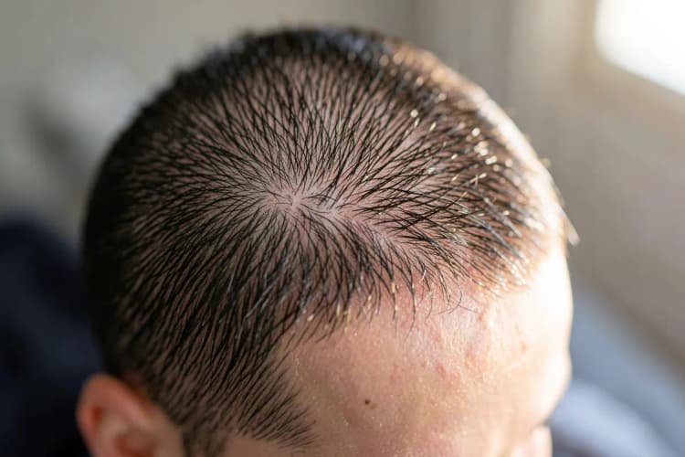 Resultado de transplante capilar mostrando crescimento capilar denso