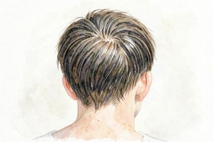 Resultado final do transplante capilar, com cabelo denso e natural aos 6 meses