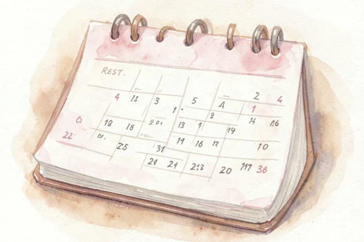 Calendário com dias marcados indicando repouso após cirurgia capilar.