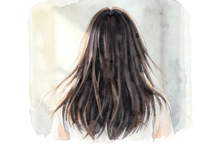 Mulher com cabelo longo e sedoso, com foco na saúde capilar.